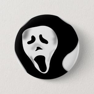 Badge Rond 5 Cm Visage fantomatique criard effrayant déplaisant de