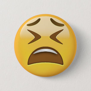 Badge Rond 5 Cm Visage fatigué Emoji