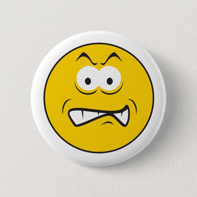 Badge Rond 5 Cm Visage grognon en colère (Devant)