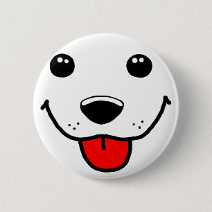 Badge Rond 5 Cm Visage heureux de chiot