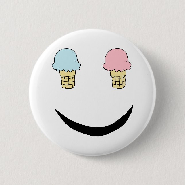 Badge Rond 5 Cm Visage heureux de crème glacée (Devant)
