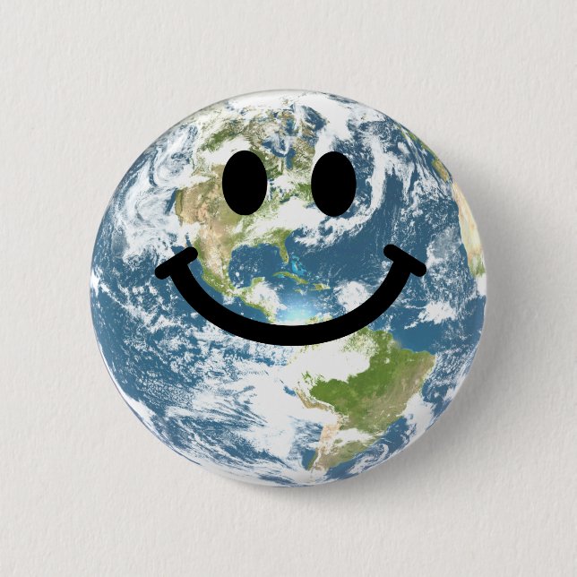 Badge Rond 5 Cm Visage heureux de la terre (Devant)