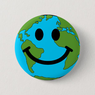 Badge Rond 5 Cm Visage heureux de la terre