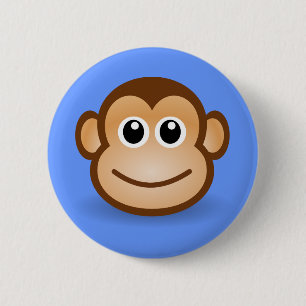 Badge Rond 5 Cm Visage heureux de singe de bande dessinée mignonn