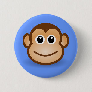 Badge Rond 5 Cm Visage heureux de singe de bande dessinée mignonne