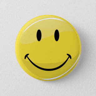Badge Rond 5 Cm Visage heureux jaune classique