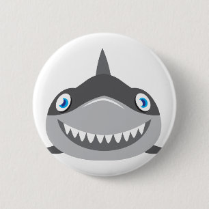 Badge Rond 5 Cm visage heureux mignon de requin
