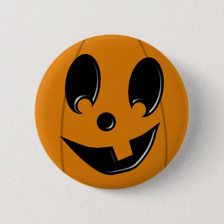 Badge Rond 5 Cm Visage idiot de Jack-o'-lantern avec un bouton de