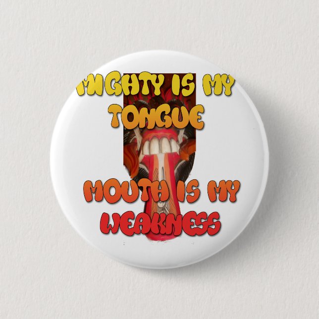 Badge Rond 5 Cm Visage idiot : Humour d'expression de langue de so (Devant)