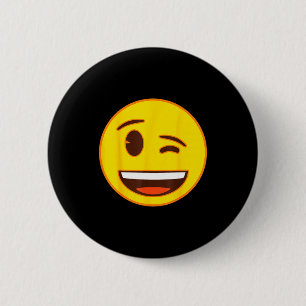 Badge Rond 5 Cm Visage jaune de sourire clin d'œil Emoji officiel
