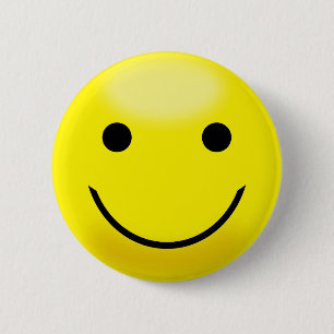 Badge Rond 5 Cm Visage Jaune Heureux