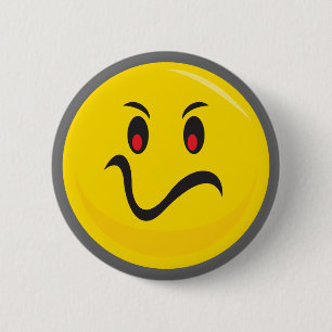Badge Rond 5 Cm Visage jaune qui est ennuyé