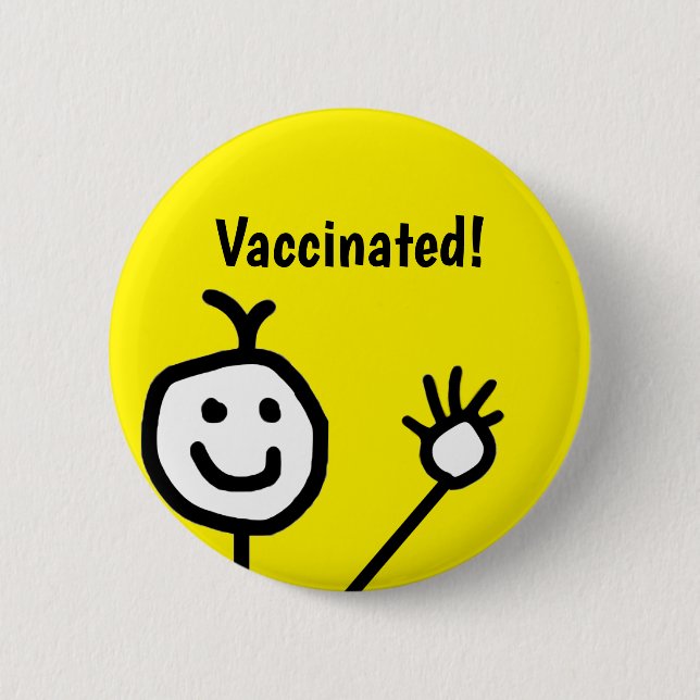Badge Rond 5 Cm Visage joyeux Vacciné (Devant)