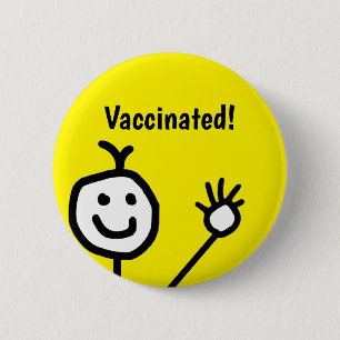 Badge Rond 5 Cm Visage joyeux Vacciné