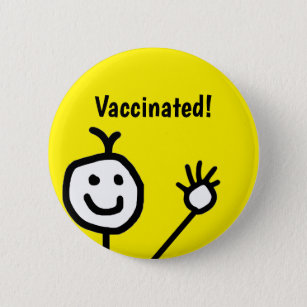Badge Rond 5 Cm Visage joyeux Vacciné
