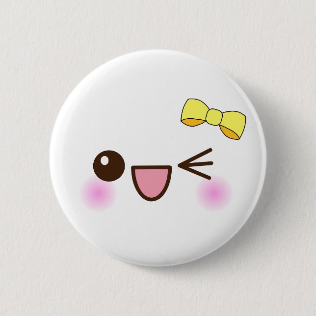 Badge Rond 5 Cm visage mignon de kawaii (Devant)