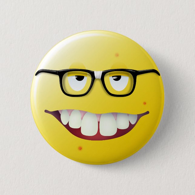 Badge Rond 5 Cm Visage nerd (Devant)