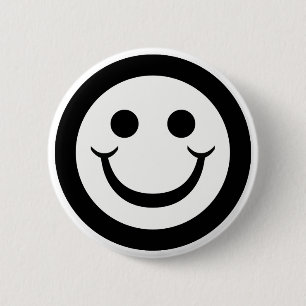 BADGE ROND 5 CM VISAGE NOIR ET BLANC