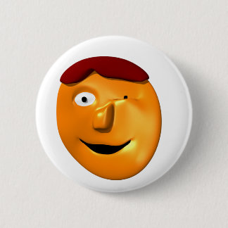 Badge Rond 5 Cm Visage orange vous donnant un clin d'oeil