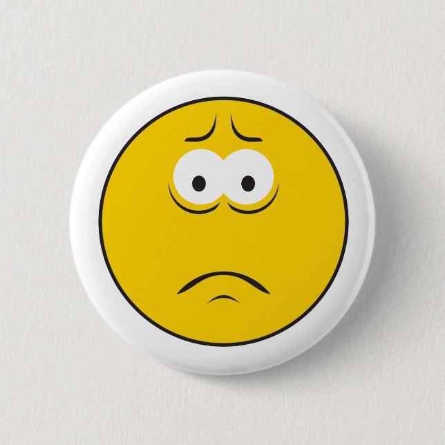 Badge Rond 5 Cm Visage Renfrogné Triste (Devant)