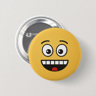 Badge Rond 5 Cm Visage souriant avec bouche ouverte