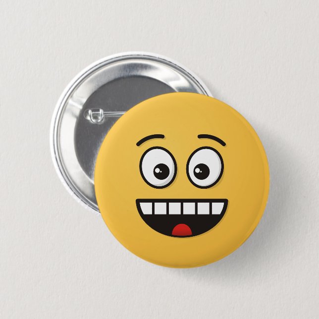 Badge Rond 5 Cm Visage souriant avec bouche ouverte (Devant & derrière)