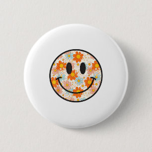 Badge Rond 5 Cm Visage Sourire Joyeux Rétro Daisy Prépa Hommes