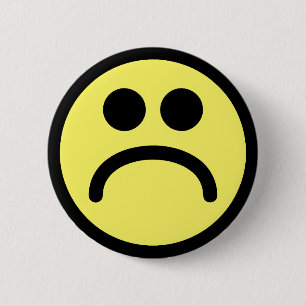 Badge Rond 5 Cm Visage triste jaune