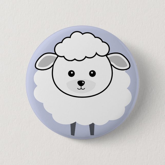 Badge Rond 5 Cm Visage Wooly mignon d'agneau (Devant)