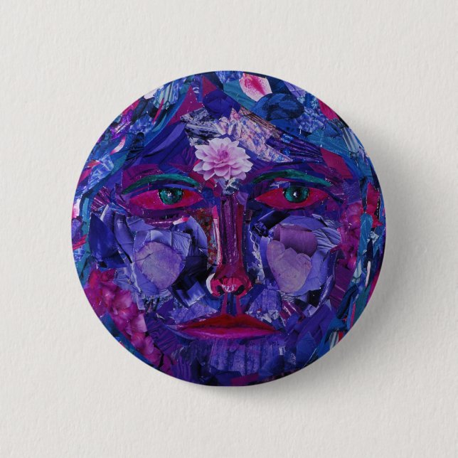 Badge Rond 5 Cm Vision intérieure magenta et violette de vue - (Devant)