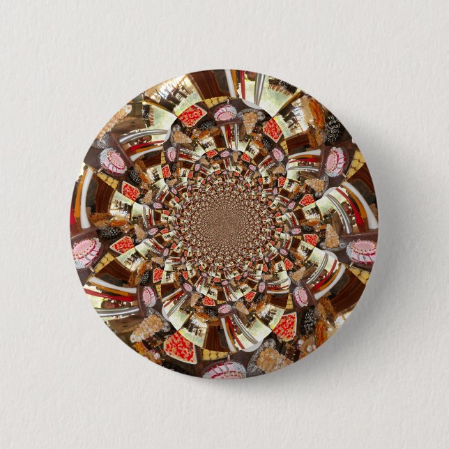 Badge Rond 5 Cm Vision psychédélique des teintes Brown (Devant)
