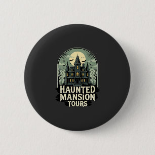 Badge Rond 5 Cm Visite de la Maison Hantée Vintage Halloween Vecte