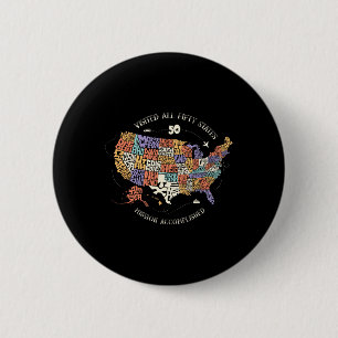 Badge Rond 5 Cm Visité Tous Les Cinquante États Usa Toutes Les 50