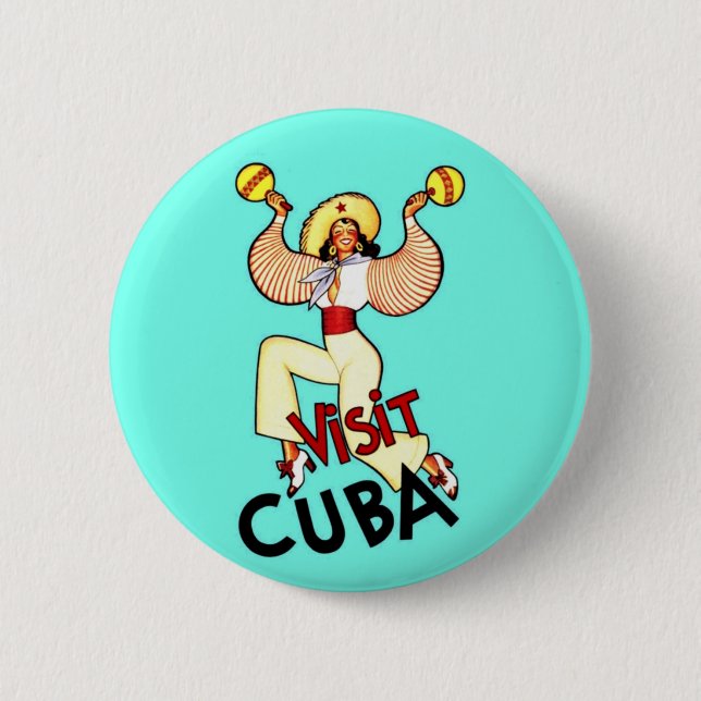 Badge Rond 5 Cm Visiter Cuba Vintage voyage (Devant)