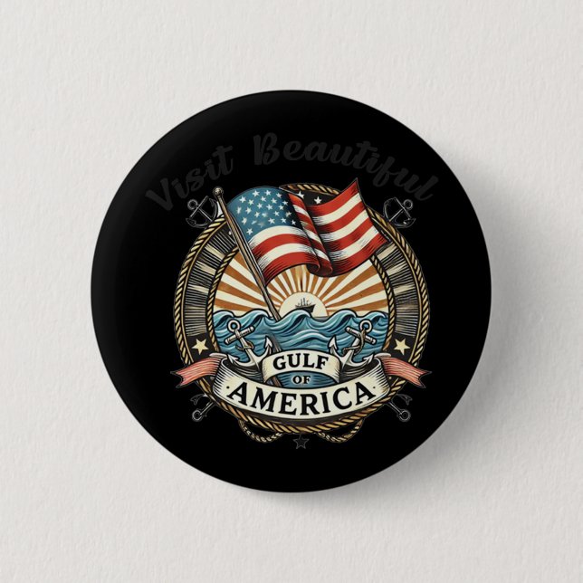 Badge Rond 5 Cm Visitez Le Beau Golfe D'Amérique (Devant)
