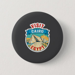 Badge Rond 5 Cm Visitez Le Caire Égypte Grand Musée Égyptien Vinta
