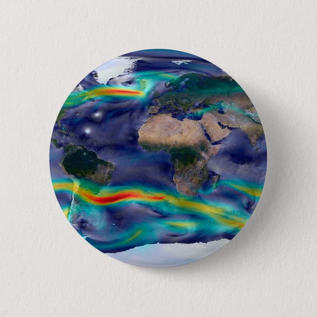 Badge Rond 5 Cm Visualisation Des Vents Mondiaux. (Devant)