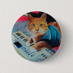 Badge Rond 5 Cm Vitesse de peinture de chat de clavier