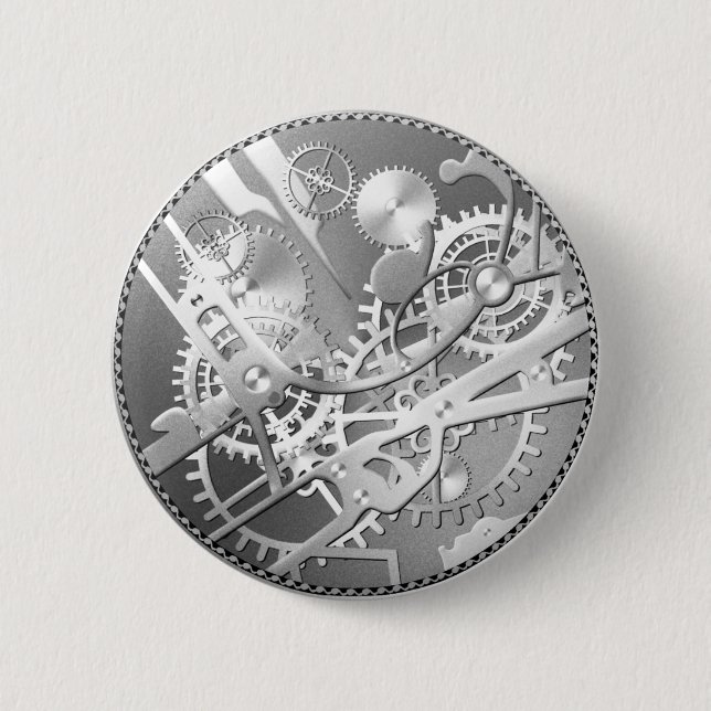 Badge Rond 5 Cm Vitesses de montre de steampunk de ruban (Devant)