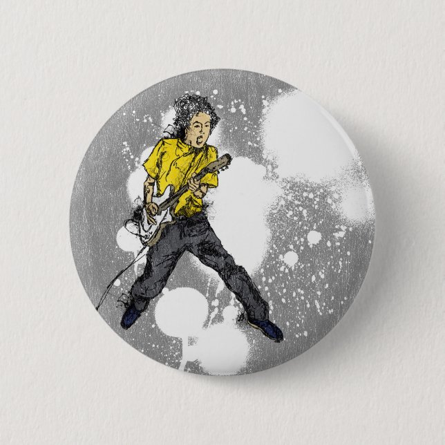 Badge Rond 5 Cm VIVANT ! Guitare électrique (Devant)