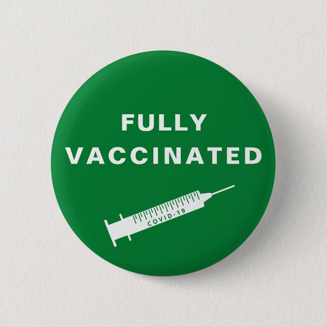 Badge Rond 5 Cm Vive-19 vert entièrement vacciné (Devant)