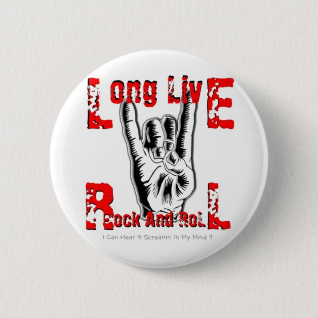 Badge Rond 5 Cm Vive Rock Et Roll (Devant)