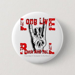 Badge Rond 5 Cm Vive Rock Et Roll