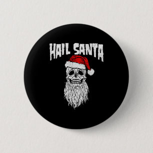 Badge Rond 5 Cm Vive Santa ! Crâne Vintage & Chapeau de Père Noël