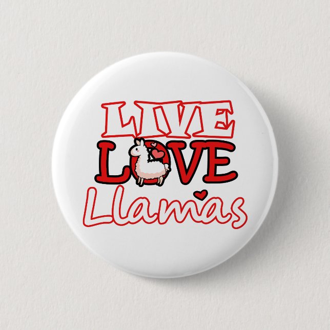 Badge Rond 5 Cm Vivent, aiment, les lamas (Devant)
