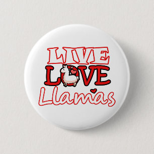Badge Rond 5 Cm Vivent, aiment, les lamas