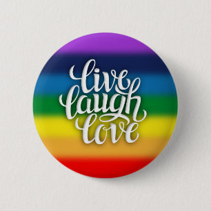 Badge Rond 5 Cm Vivent le bouton d'arc-en-ciel d'amour de rire