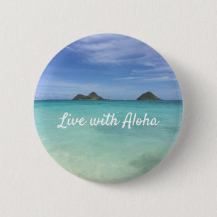 Badge Rond 5 Cm Vivez avec Aloha Hawaii