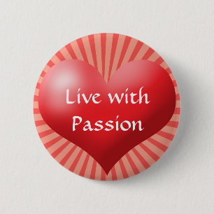 Badge Rond 5 Cm Vivez avec le bouton Pin Coeur Passion