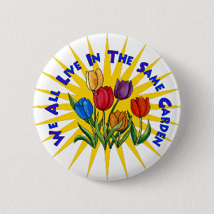 Badge Rond 5 Cm Vivez dans le jardin de paix